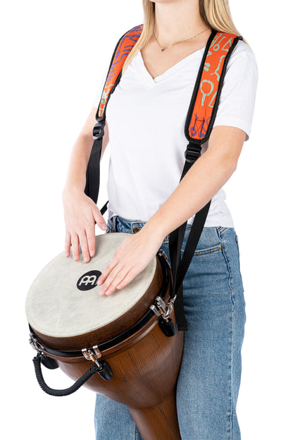 Harnais pro pour djembé, nylon très résistant, longueur ajustable, sangles rembourrées, attache rapide, Pharaoh's Script