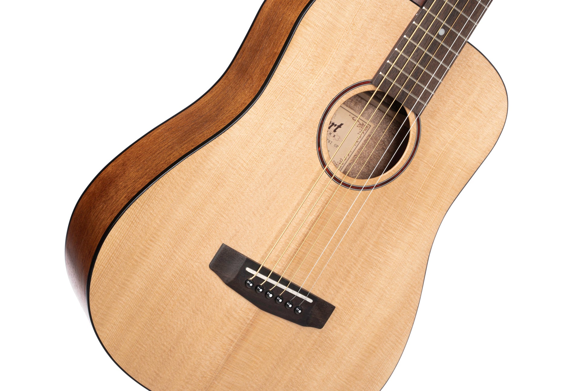 Earth Mini, modèle Dreadnought 3/4, table épicéa massif, fond & éclisses acajou, housse, naturel pores ouverts