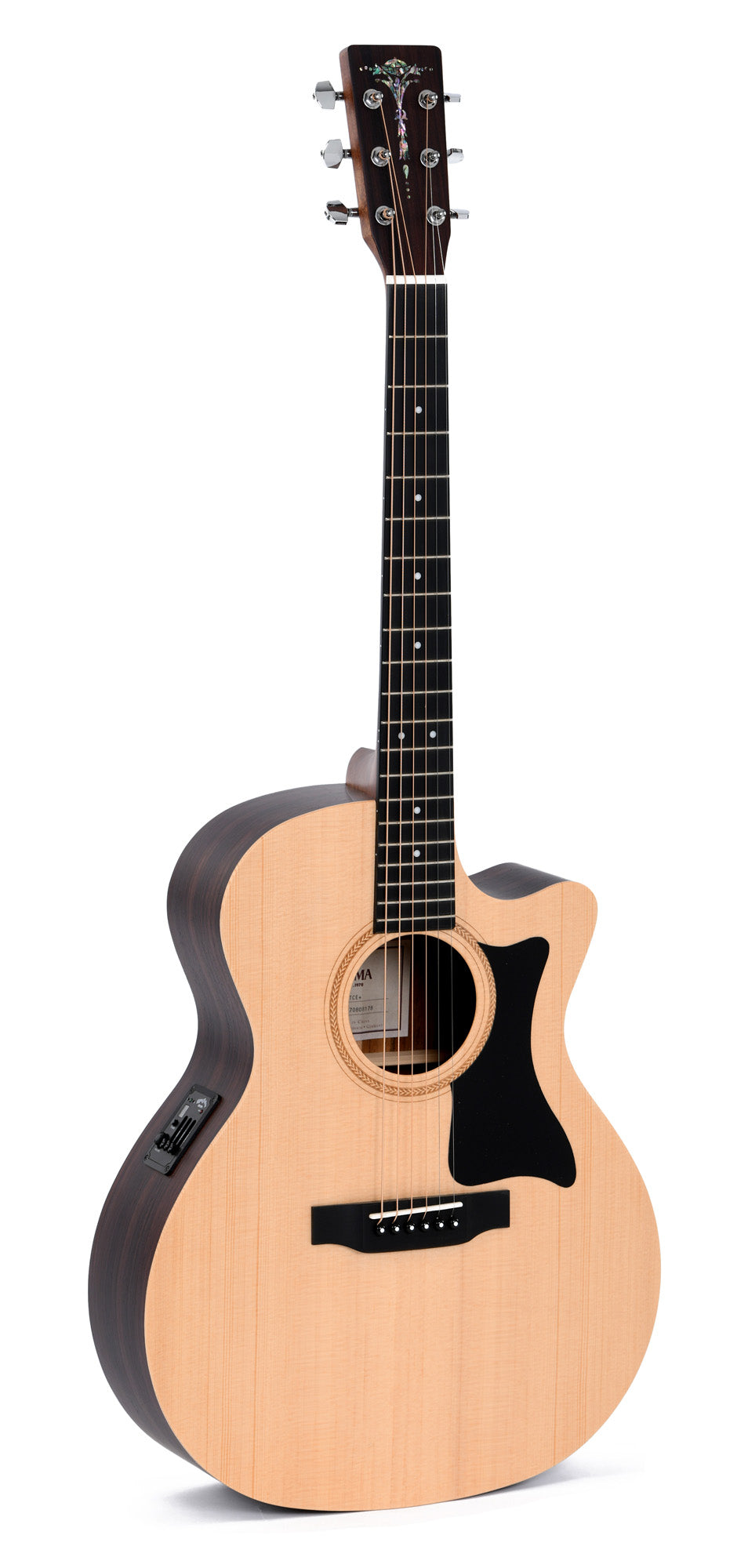 Modèle GTCE, Grand OM pan coupé, table épicéa massif, f/e tilia, touche micarta, EQ Sigma, naturel satiné