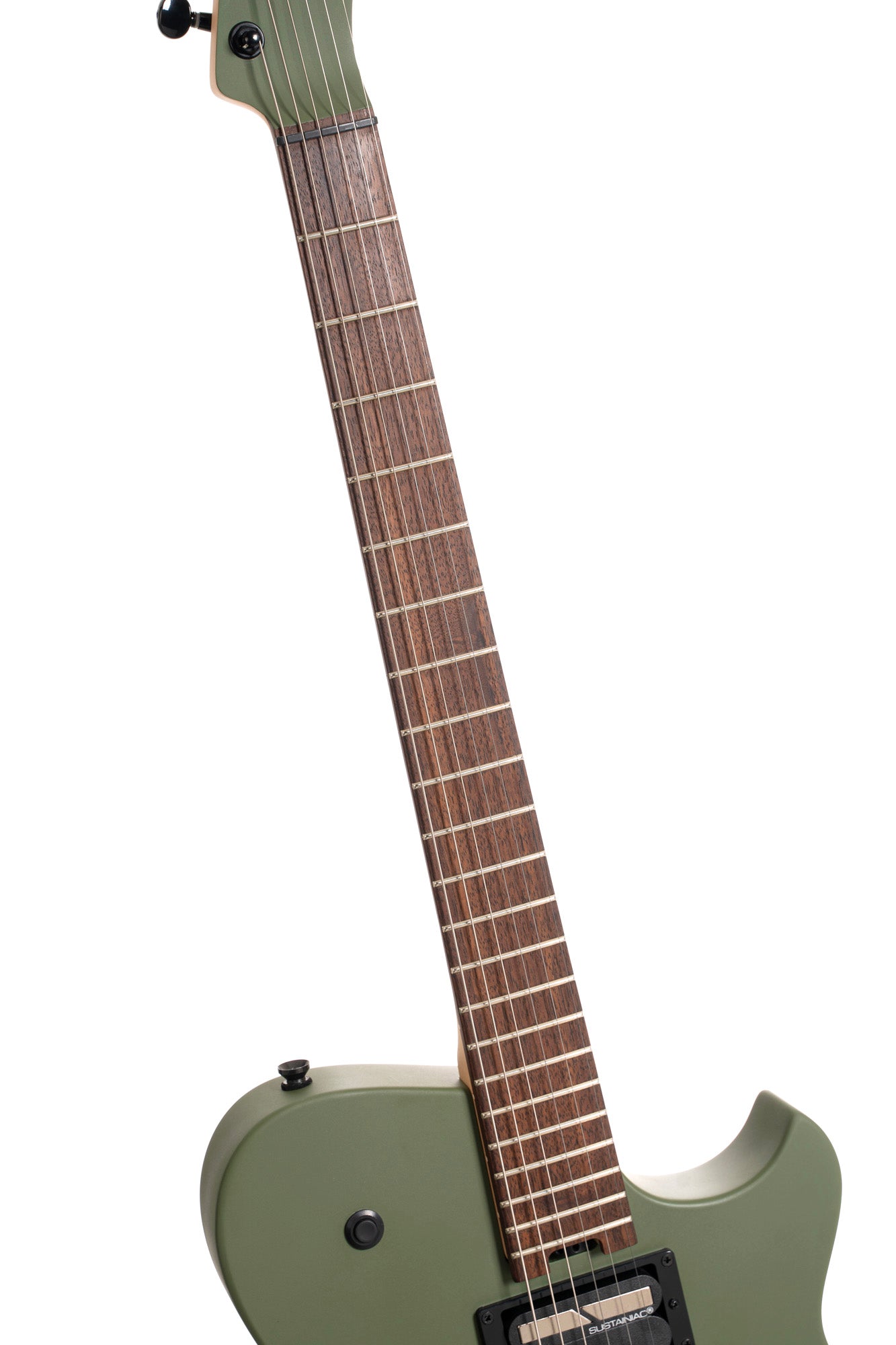 MBM-2H-B-SUS, signature Matt Bellamy, corps tilleul, manche érable, micros Manson & Sustainiac,"Kill" bouton, vert olive satiné