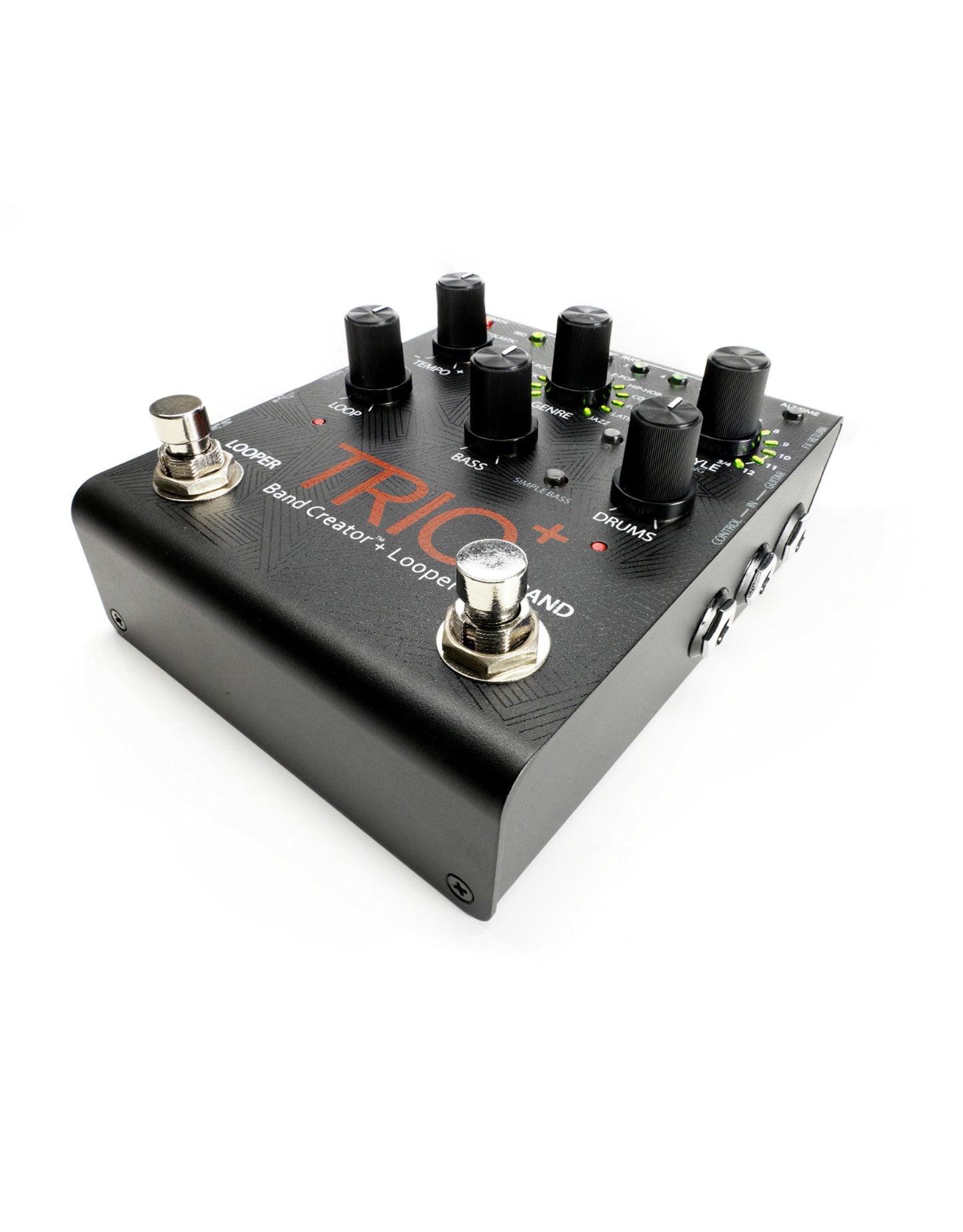 Pédale TRIO PLUS, Band Creator et looper, 12 genres musicaux avec 12 styles sélectionnables, avec carte SD et alimentation, noir