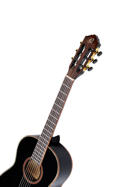 R221-3/4, table épicéa, fond & éclisses acajou, manche acajou (sillet 45 mm), housse, noir brillant