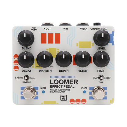 Pédale LOOMER WORKSTATION, Custom Shop 21ème Anniversaire, fuzz/reverb/delay/modulation, entrée pour pédale d'expression (depth)