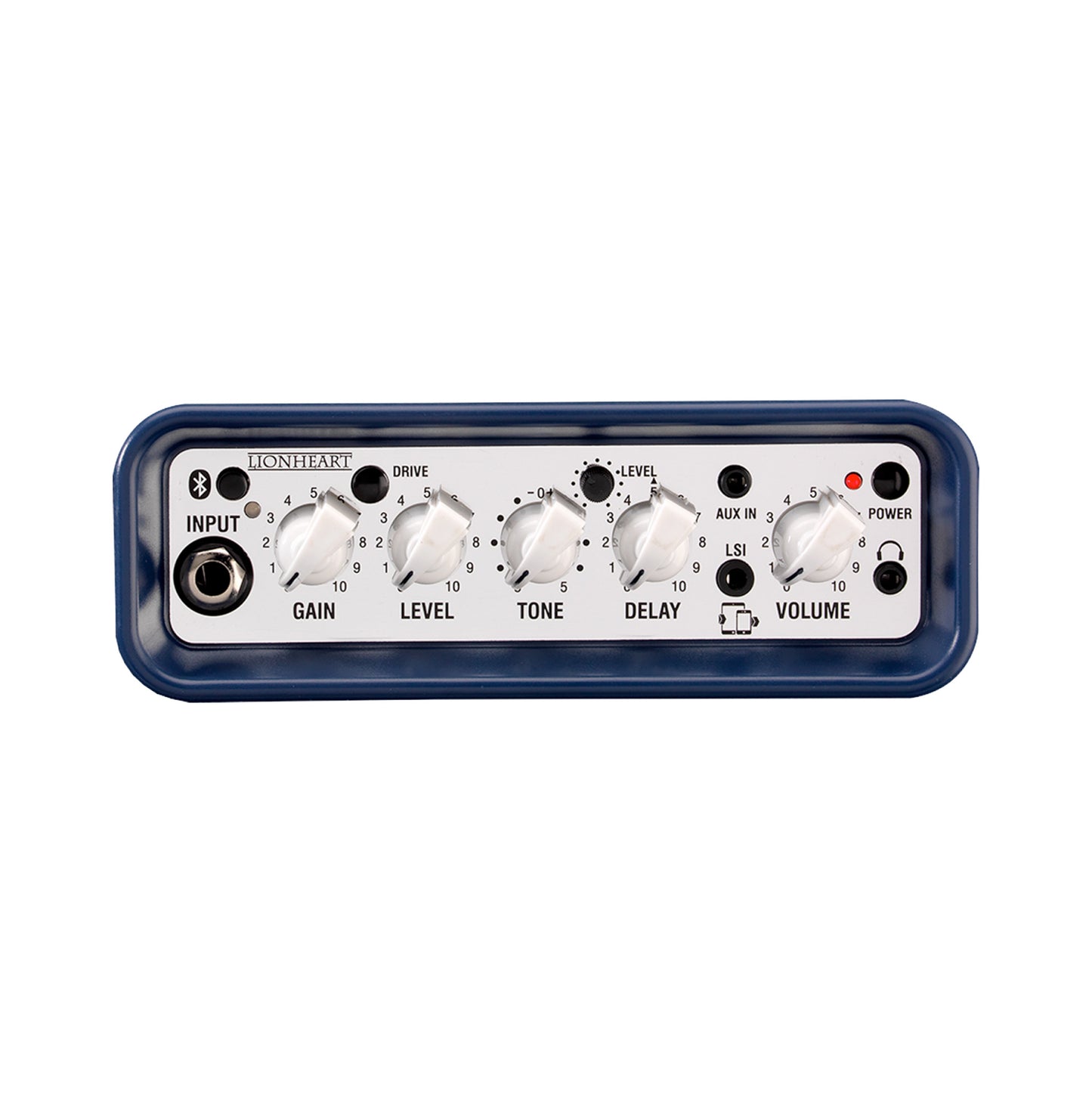 Ampli guitare stéréo 2x 3W, connexion Bluetooth, look Lionheart, 2x HP 3", 2 canaux, connectique LSI, bleu