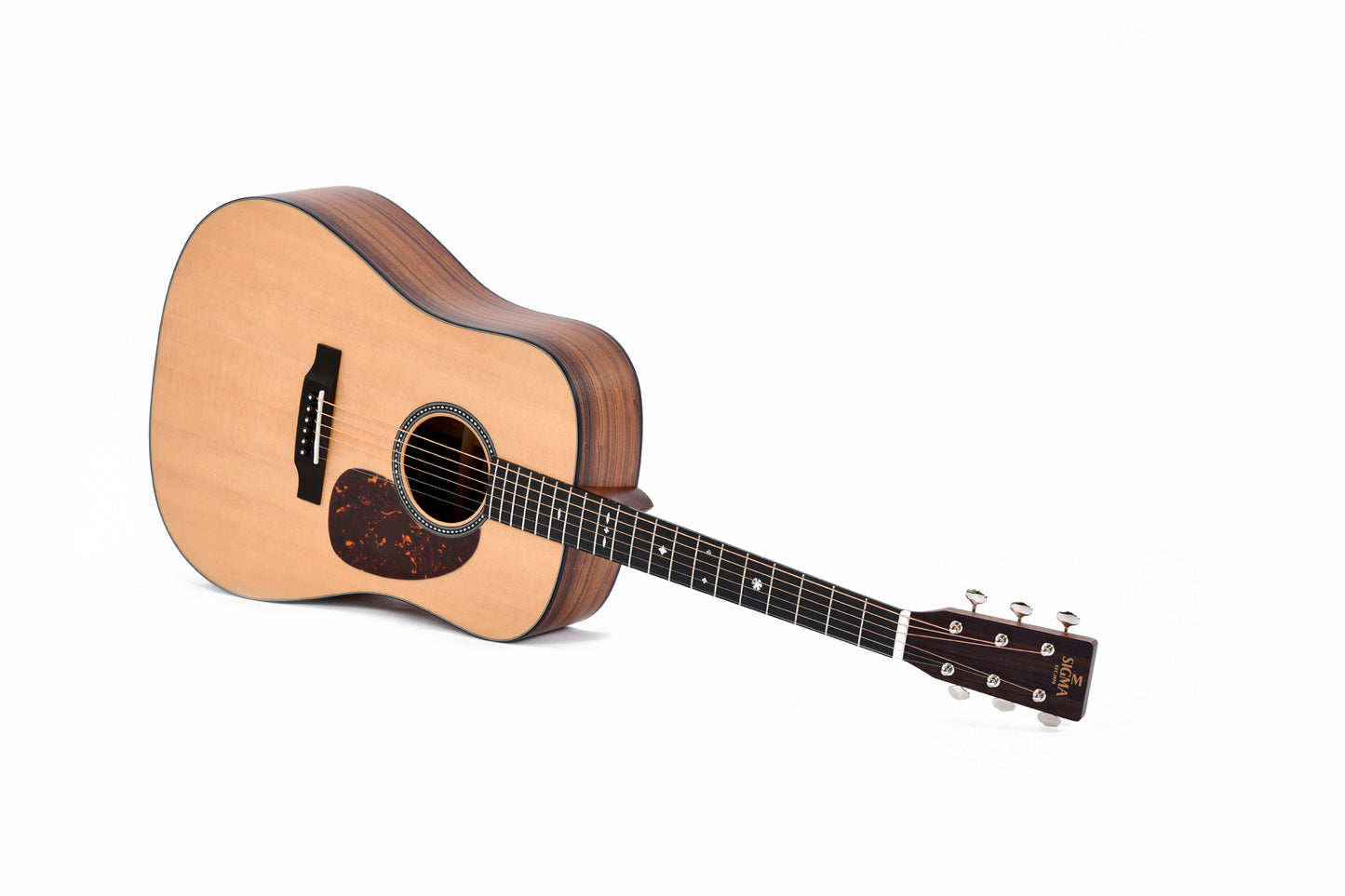 Modèle SDP-10E, Dreadnought, table épicéa Sitka massif, f/e pau ferro massif, touche micarta, EQ LR Baggs, soft case, naturel