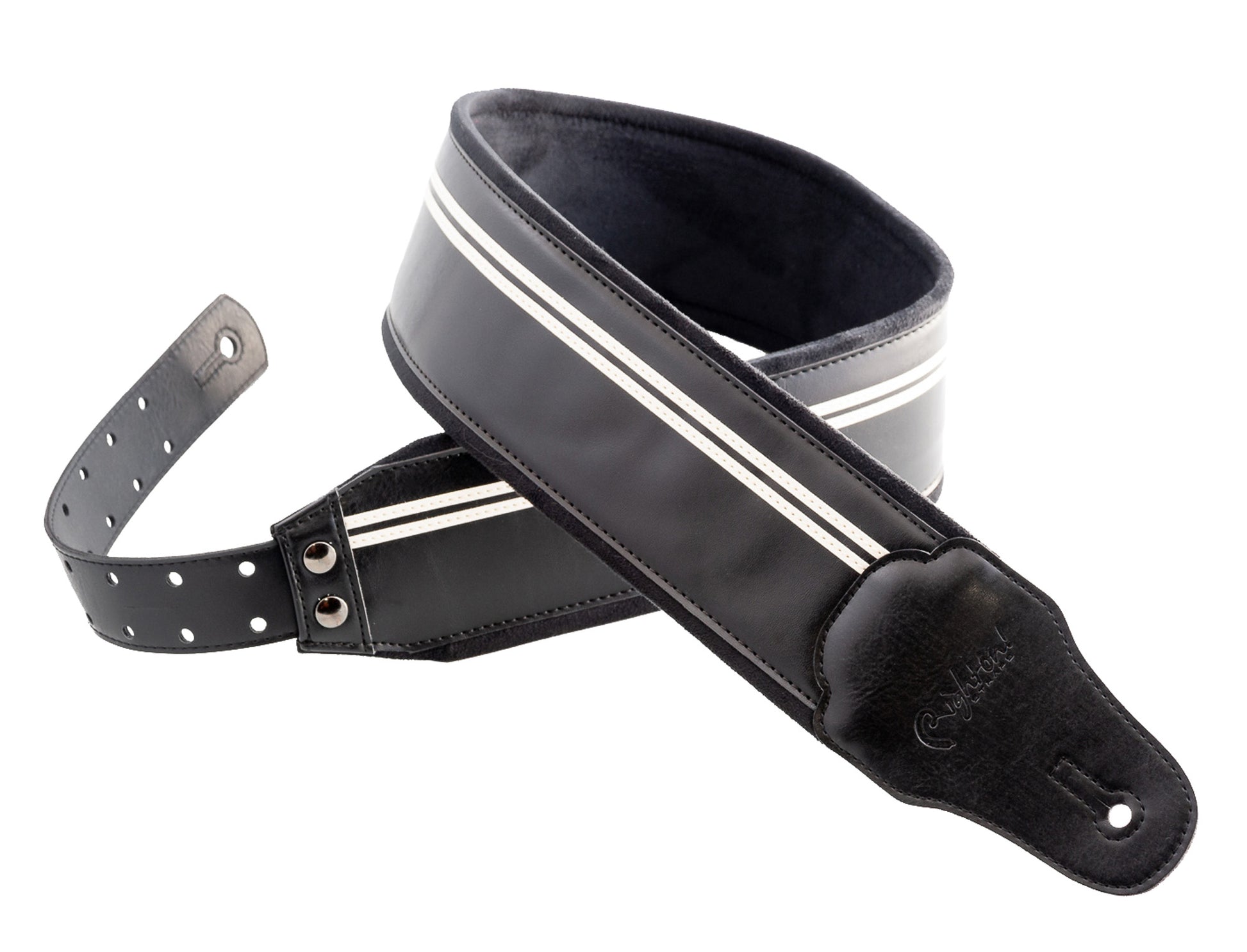 Courroie modèle B-RACE, extérieur synthétique, largeur 8 cm, longueur 98 à 153 cm, porte-médiators intégré, noir