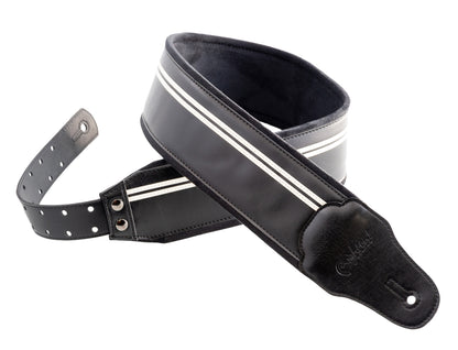 Courroie modèle B-RACE, extérieur synthétique, largeur 8 cm, longueur 98 à 153 cm, porte-médiators intégré, noir