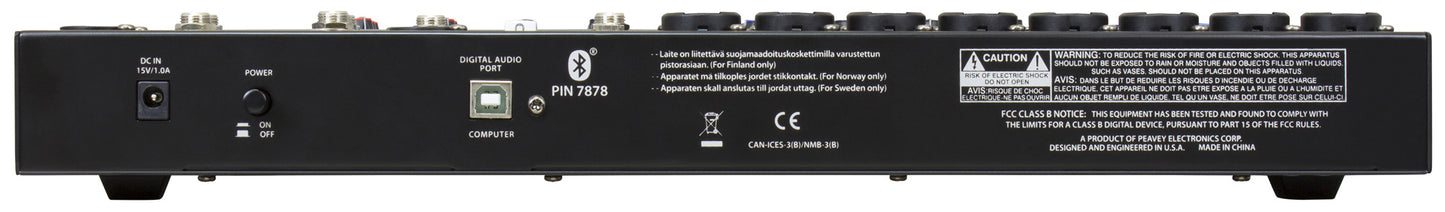 Table de mixage 14 canaux, 8 préamplis micro XLR/Jack, EQ 3 bandes, Bluetooth, effets numériques, entrée guitare Hi-Z, noir