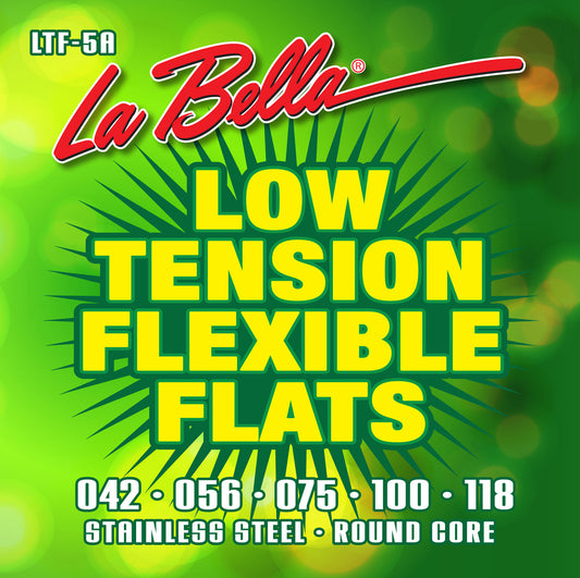 Jeu pour basse électrique LOW TENSION FLEXIBLE, 5 cordes (43-118), filé plat