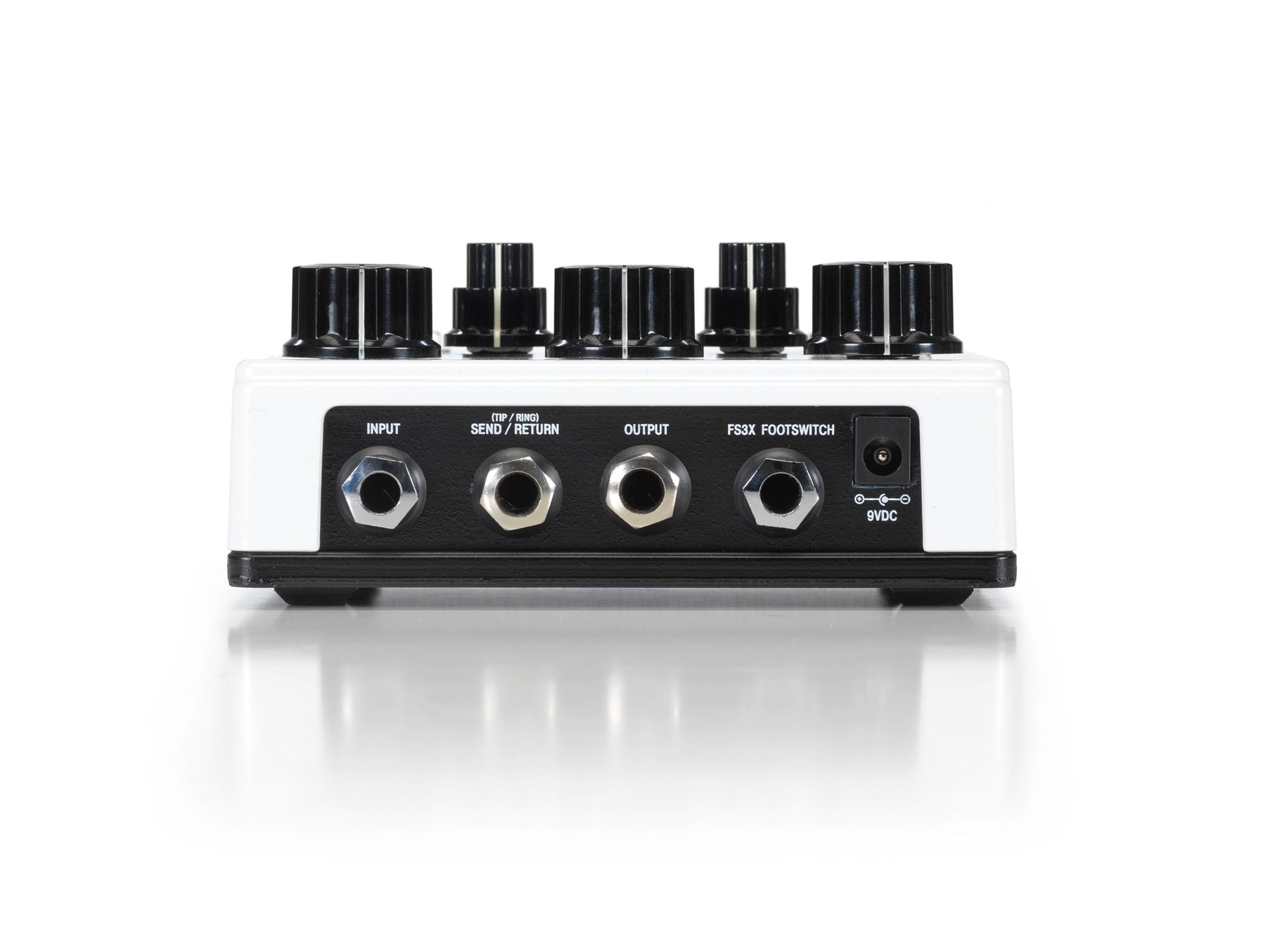 Pédale RUBBERNECK, délai analogique, jusqu'à 1500 ms de retard, fonction Tap Tempo, modulation du temps de délai, blanc et bleu