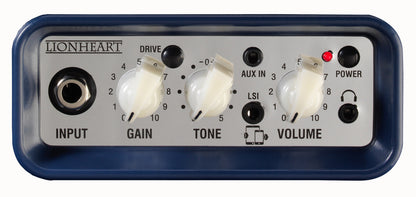 Ampli guitare 3W, look Lionheart, HP 3", 2 canaux, connectique LSI, bleu