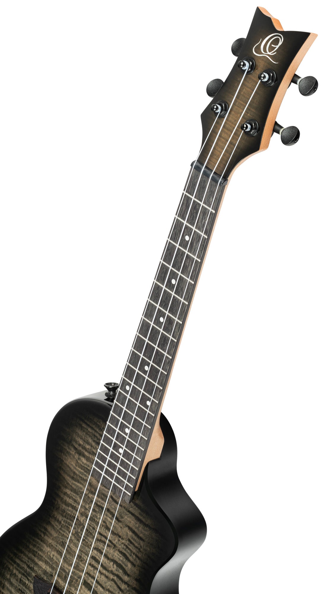 NEO-U-TGB, modèle Ténor, pan coupé, EQ MagusExpress, table érable flammé, corps okoumé, manche érable, housse, gris