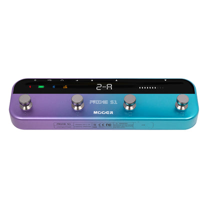 Multi-effets PRIME S1, 126 effets de guitare, accordeur, métronome, boite à rythmes, looper, bluetooth, bleu violet pailleté