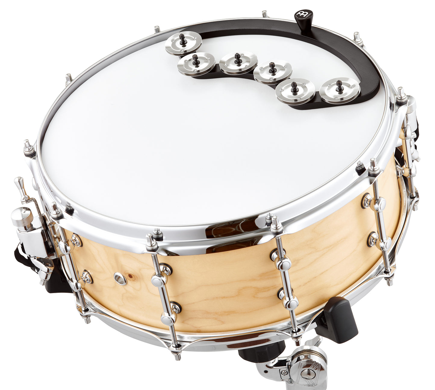 Tambourin backbeat, en fibre, s'adapte aux fûts 13" et 14", 2 rangées de cymbalettes acier inoxydable, noir