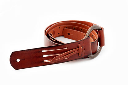 Courroie modèle LEGEND DA, cuir haute qualité, boucle métal, largeur 5 cm, longueur 95 à 145 cm, woody