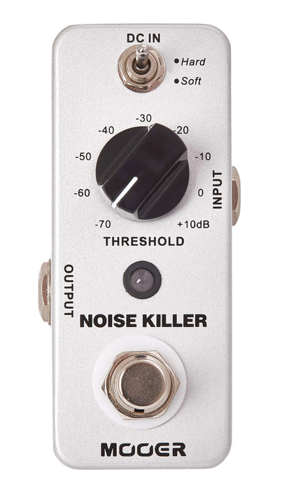 Pédale NOISE KILLER, réducteur de bruit 2 modes (Hard/Soft), boîtier métal, true bypass, blanc