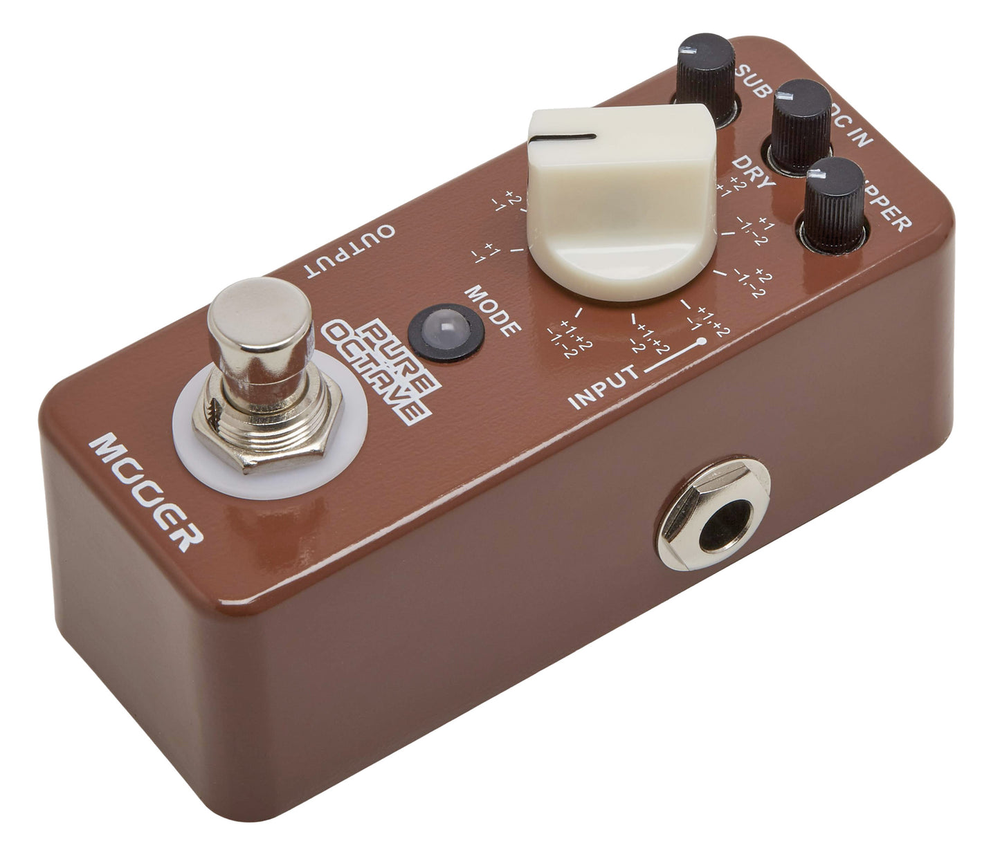 Pédale PURE OCTAVE, octaver polyphonique 11 modes, boîtier métal, true bypass, brun