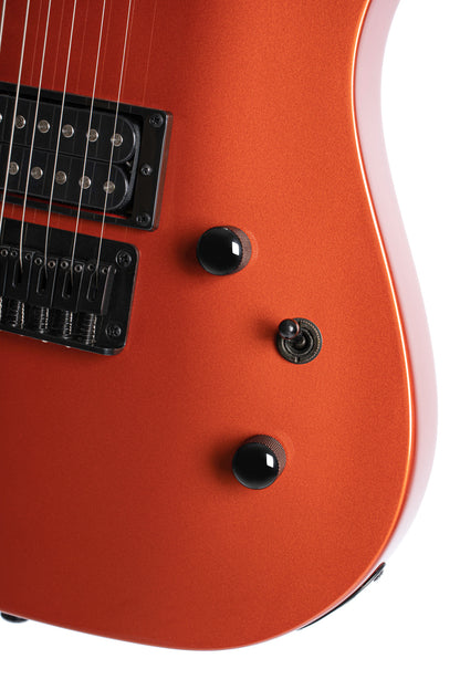 KX100, corps tilleul, manche vissé érable, touche jatoba, 2 micros doubles Powersound, iron oxide