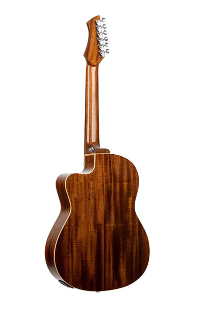 RCE238SN-BKT, Slim Neck, pan coupé, EQ MagusPro, table épicéa massif, manche acajou, sillet 48 mm, housse, noir brillant