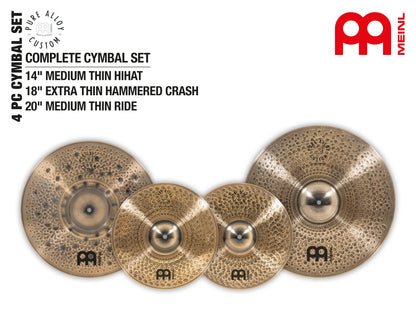 Pack de cymbales complet Meinl Pure Alloy 14"18"20" bronze Pure Alloy finition smoked-bronze, brillant
