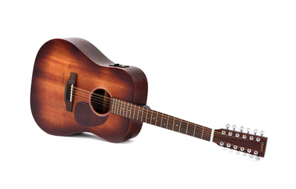 Modèle D12-15E-AGED, Dreadnought, table acajou, fond &  éclisses acajou, manche acajou, EQ Sigma, sunburst satiné vieilli