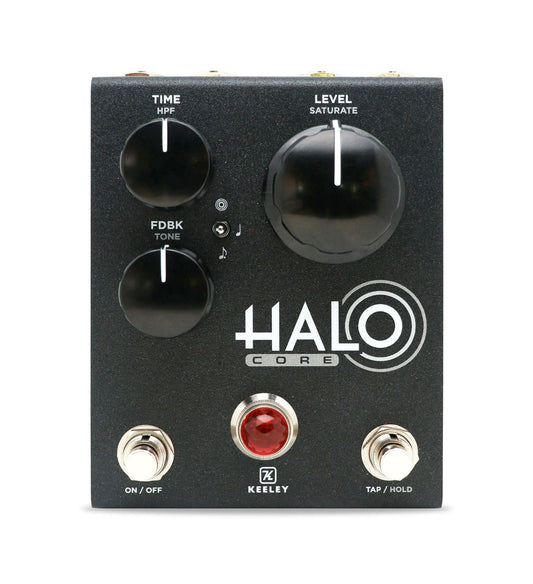 Pédale HALO CORE, Andy Timmons Echo, délai stéréo 3 modes, switch Halo, contrôle Saturate, boîtier métal, noir