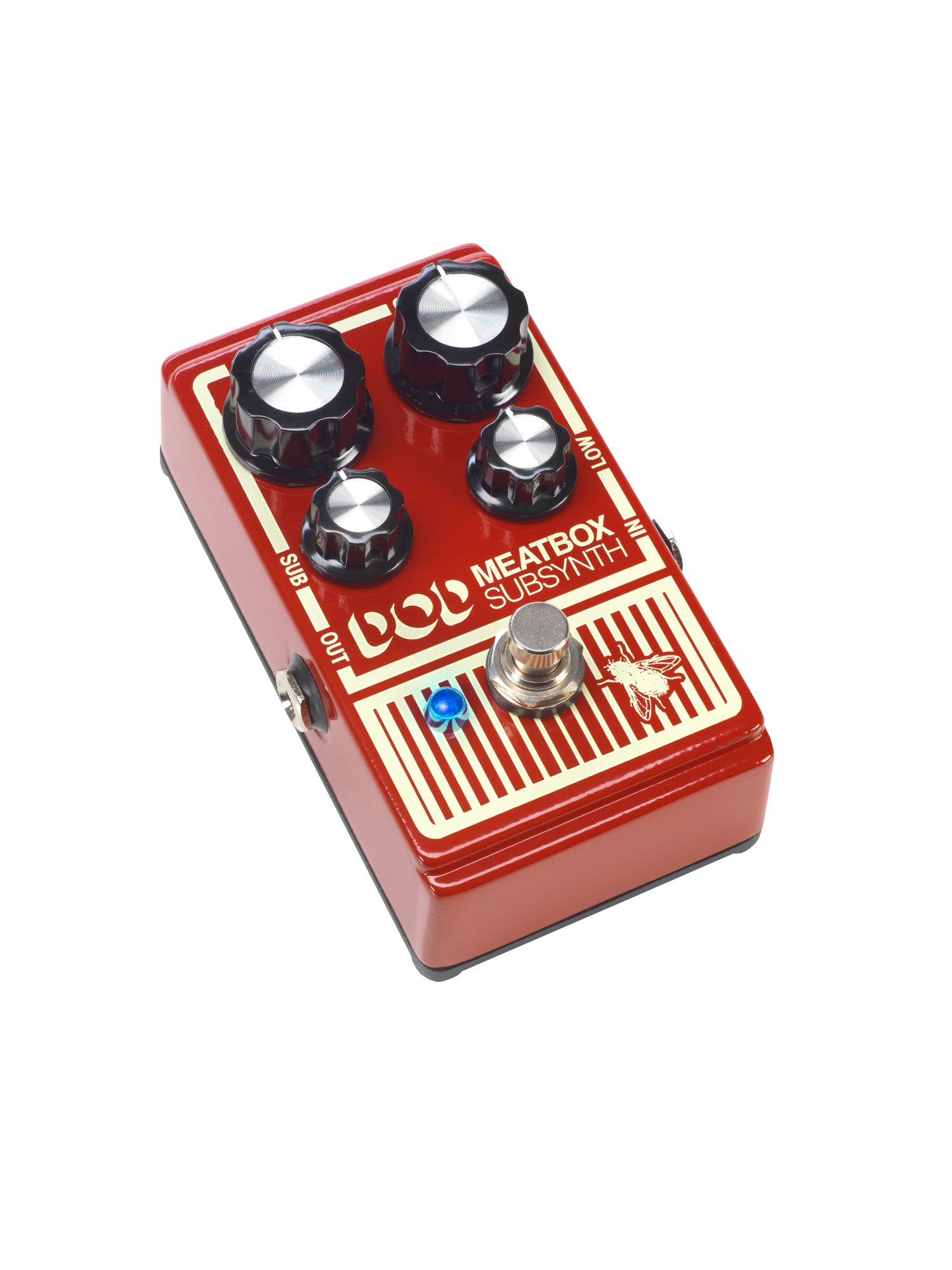 Pédale MEATBOX, synthétiseur subharmonique basé sur le circuit original avec composants actualisés, True Bypass, rouge