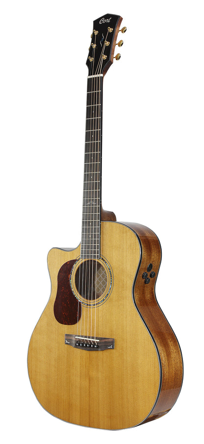 GOLD-A6, forme Grand Auditorium, table épicéa massif torréfié, f/e acajou massif, EQ Fishman Flex Blend, naturel, gaucher