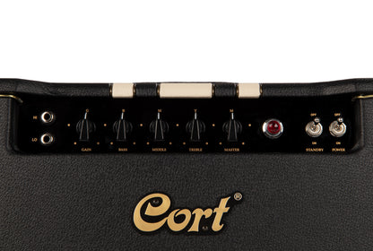 Tête à lampes 15W, préampli 3 x 12AX7, ampli 2 x EL84, égalisation 3 bandes, boucle d'effet, poids: 9.7 kg, noir