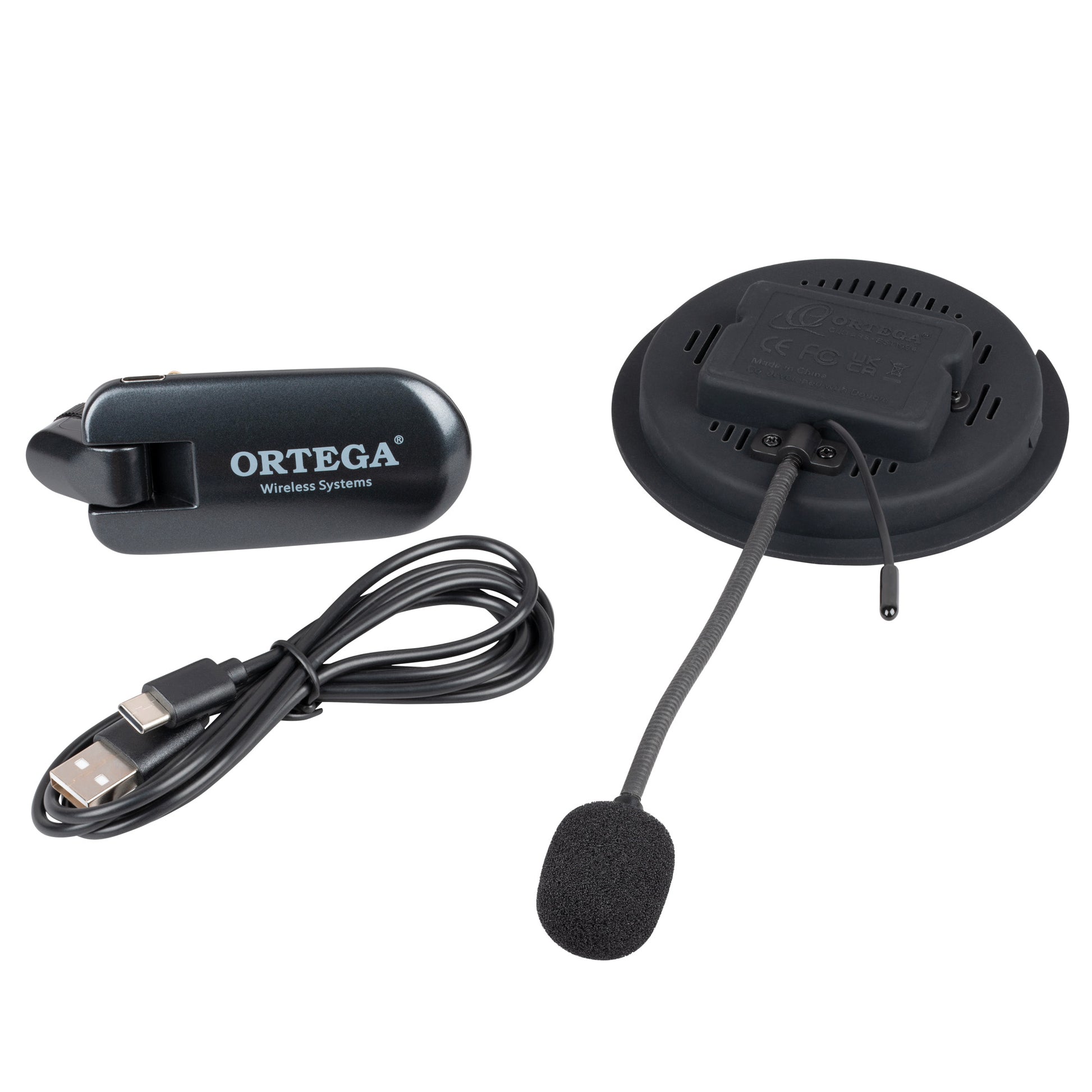 OSWS86, système de micro sans fil pour guitare classique (rosace 86 mm), micro col de cygne, avec récepteur sans-fil, noir