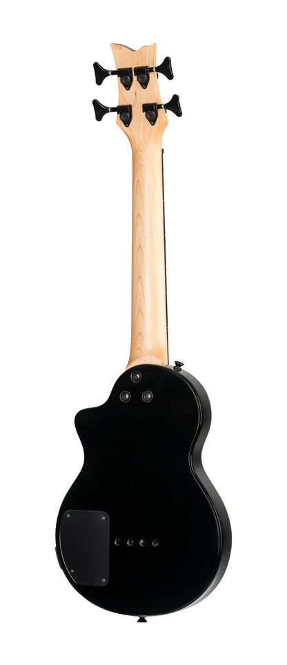 NEO-BS-TGB, modèle Ukebass, pan coupé, EQ MagusExpress, table érable flammé, corps okoumé, manche érable, housse, gris