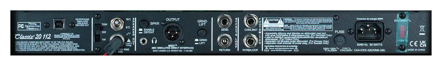 Ampli à lampes 20W, HP 1x 12", 2 canaux, EQ 3 bandes, Reverb intégrée, pédalier inclus, sortie DI, sortie casque, finition tweed