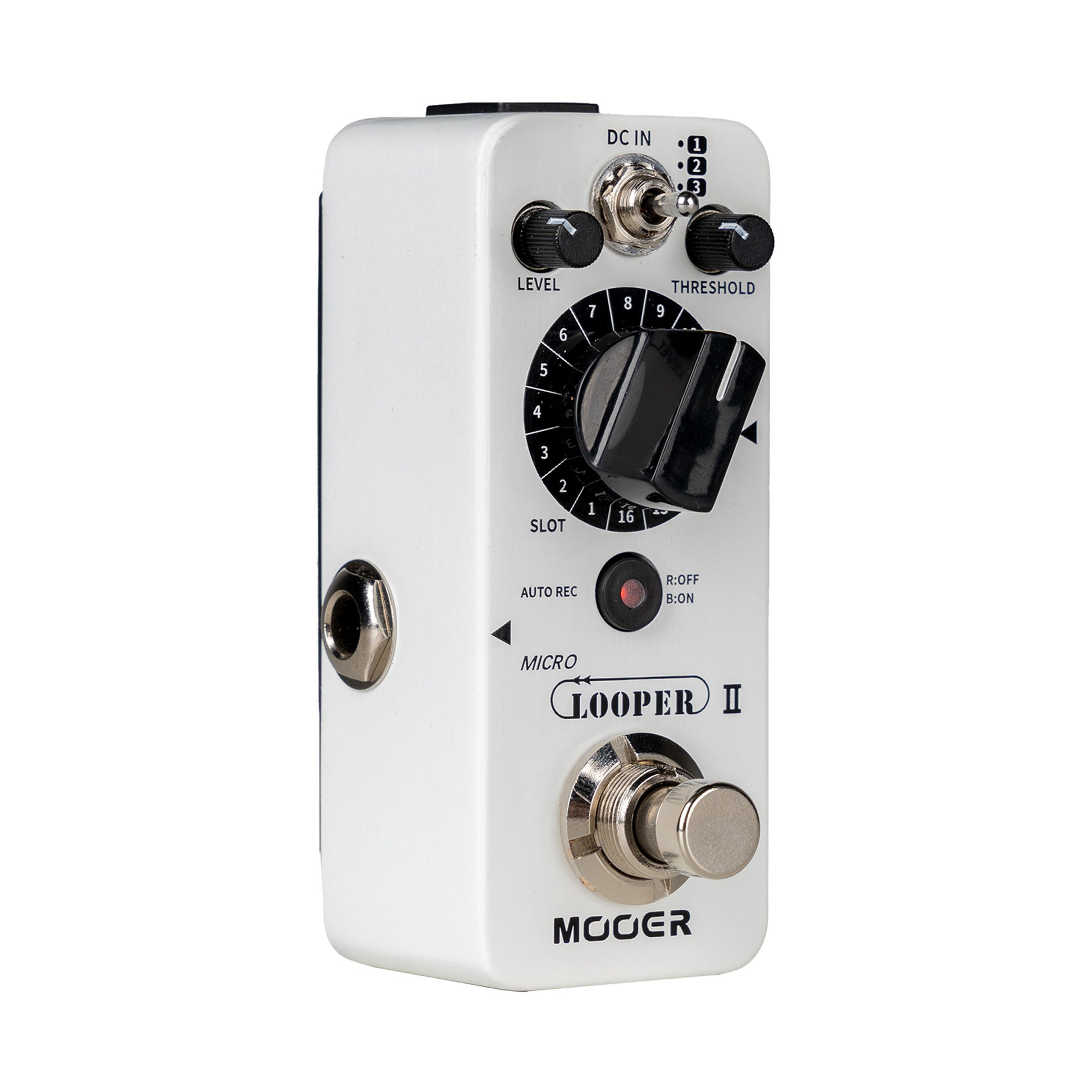 Pédale MICRO LOOPER II, looper, 48 emplacements permettant jusqu'à 10 minutes d'enregistrement chacun, blanc