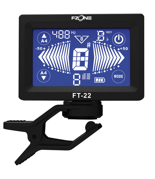 Accordeur chromatique à pince, écran tactile, alimentation par batterie rechargeable via USB (câble fourni)
