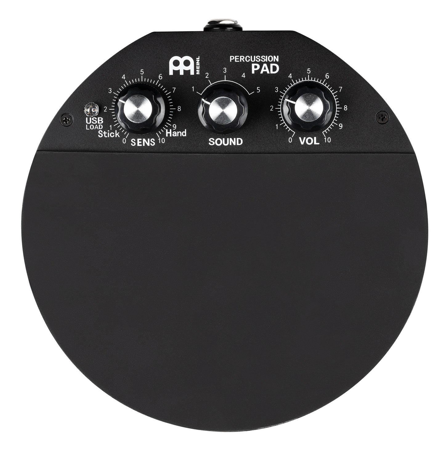 Pad de percussion compact électronique avec 5 sons différents, batterie rechargeable et adaptable à une perche de cymbale