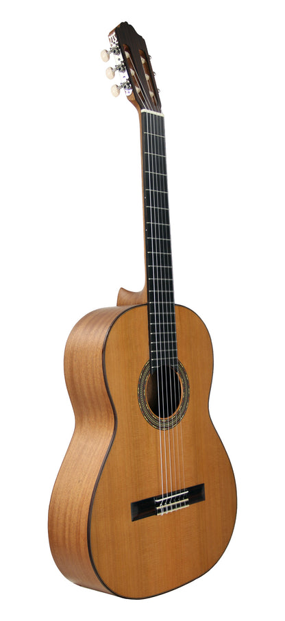 4ST, table cèdre massif, fond & éclisses acajou, manche acajou, touche palissandre, cordes Savarez Corum, naturel pores ouverts