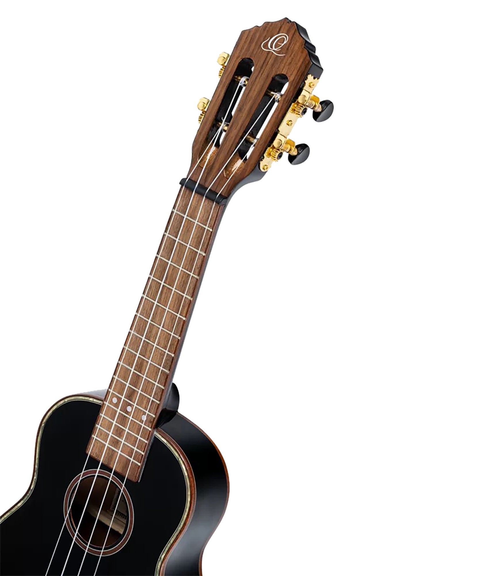 RUOX-SO, modèle Soprano, table épicéa, fond & éclisses acajou, manche acajou, housse luxe, noir brillant