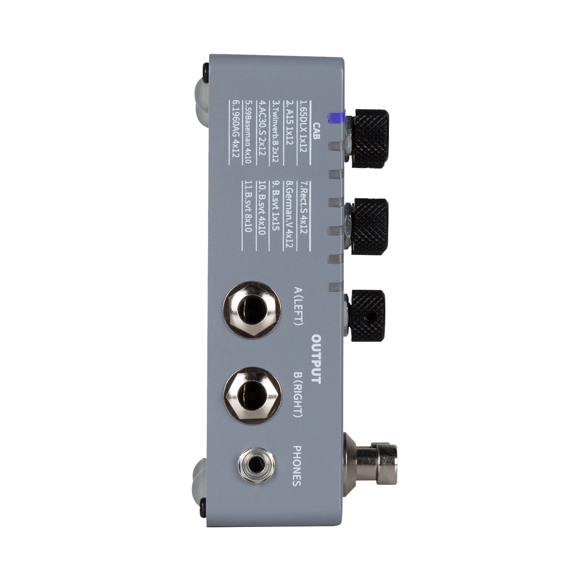 Pédale CAB X2, simulateur d'enceintes et de réponses impulsionnelles, 14 presets, 11 simulations d'enceinte préinstallées, gris