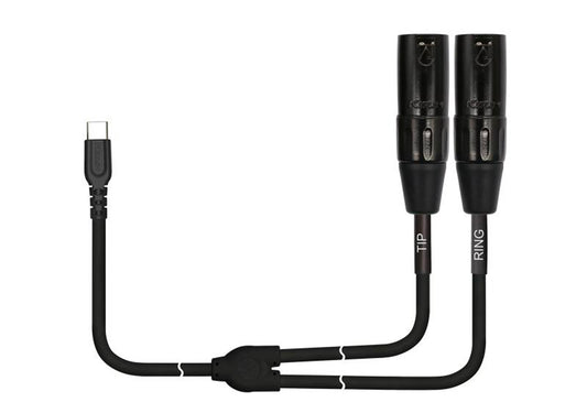 Câble patch USB-C/2x XLR mâle, 3 mètres, noir