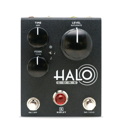 Pédale HALO CORE, Andy Timmons Echo, délai stéréo 3 modes, switch Halo, contrôle Saturate, boîtier métal, noir