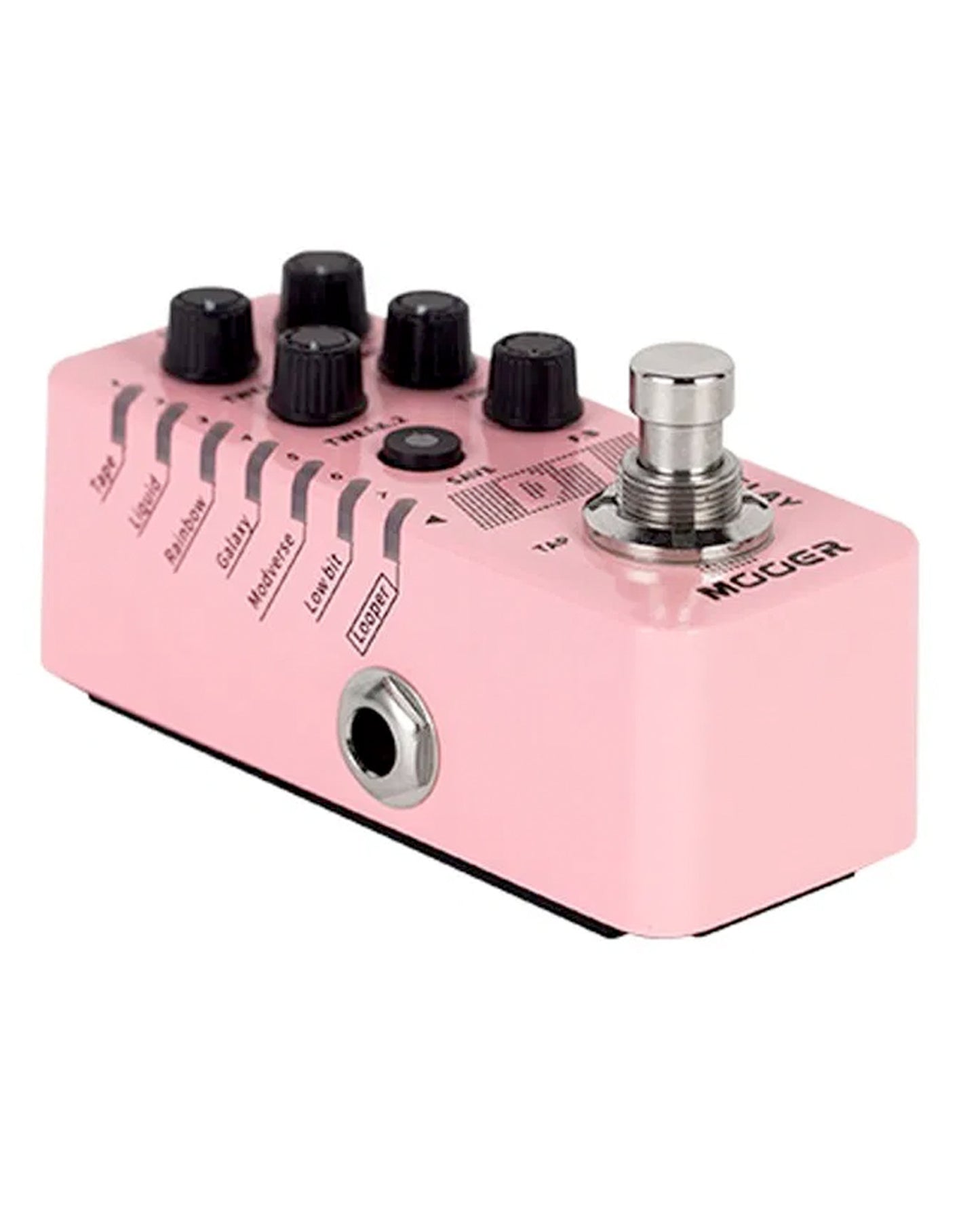 Pédale D7 DELAY, 6 types de délais personnalisables et looper 150 secondes, 6 presets utilisateurs, boîtier métal, rose