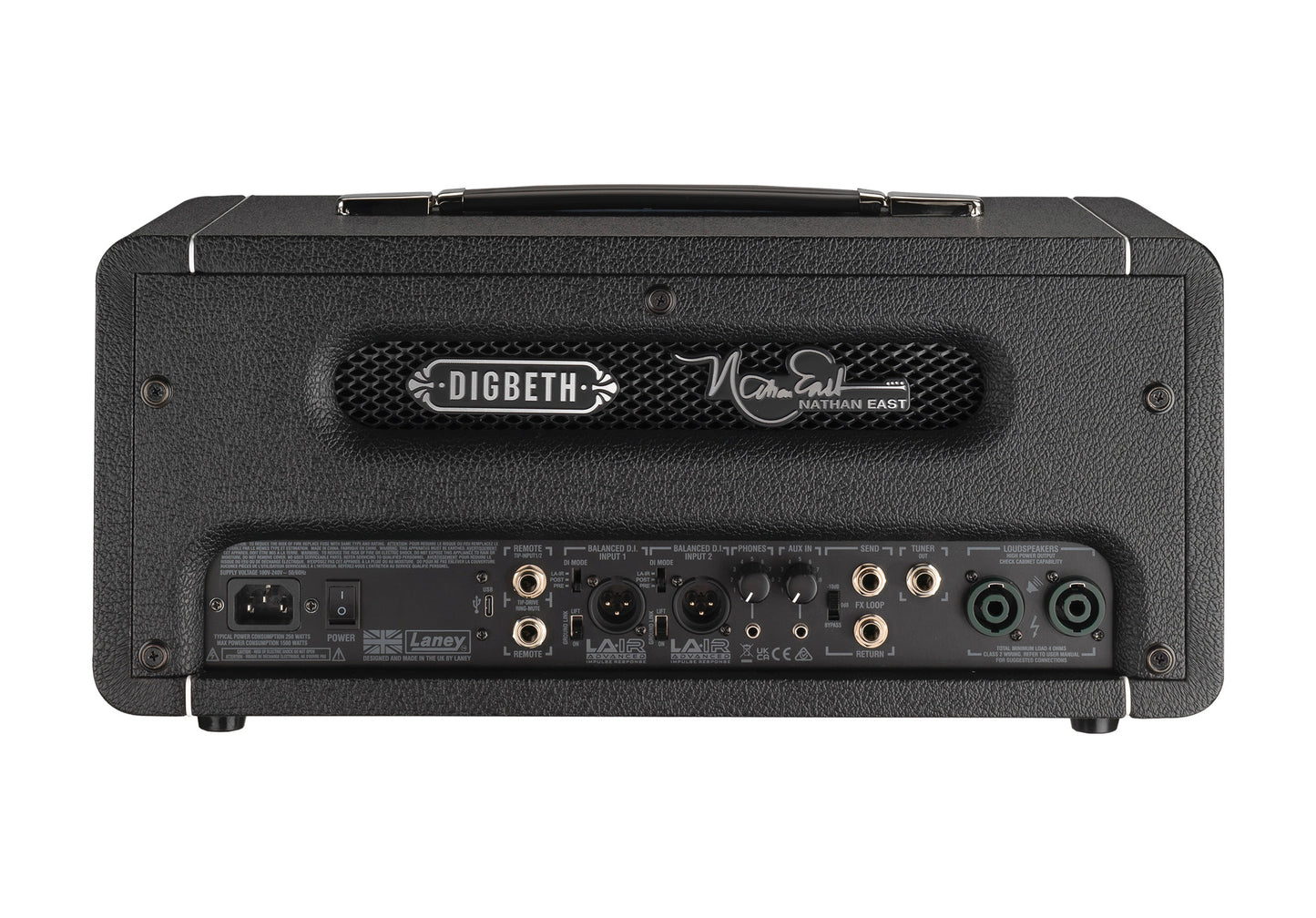 Tête basse amplifiée DB-EAST, amplification 2x500W, 2 canaux, 2 entrées, 2 sorties DI avec simulation LA-IR, noir