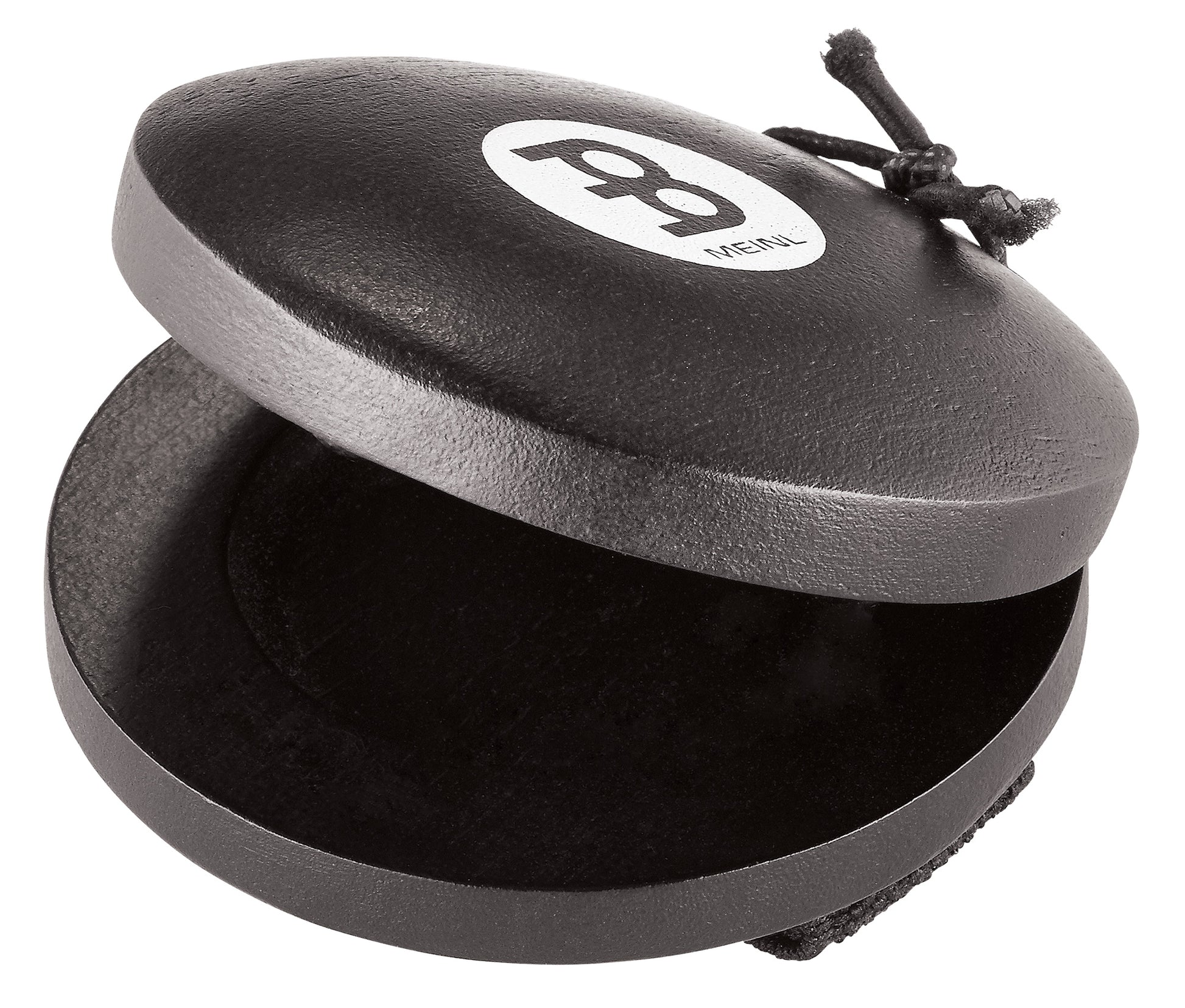 Castagnette en hévéa  pour cajon et toute autre percussion main, attache bague, son castagnette traditionnel, large, noir