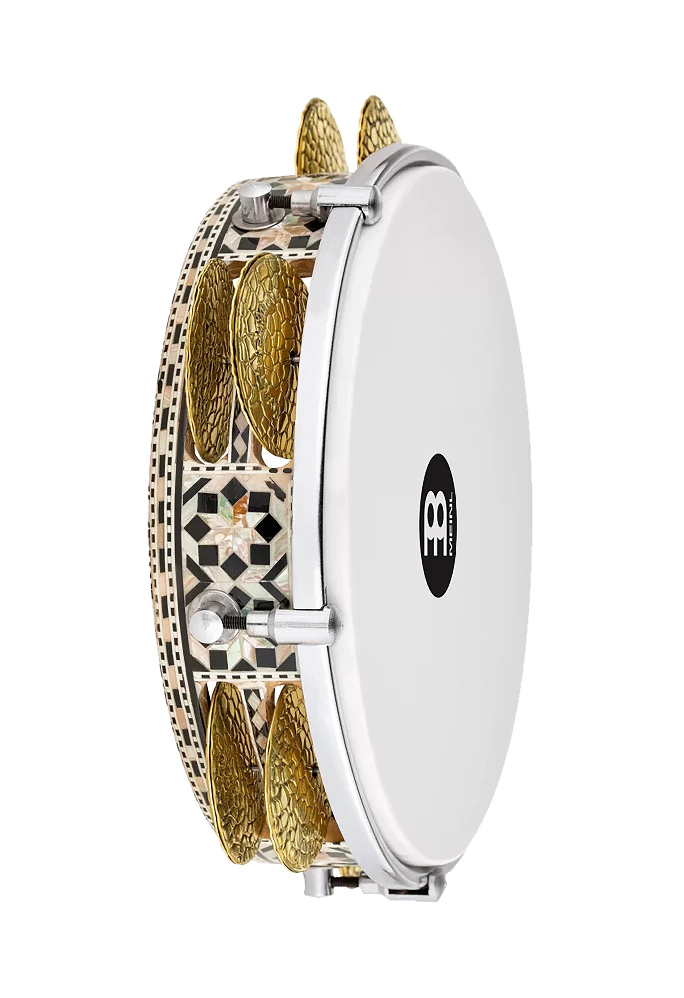 PANDEIROS MEINL ARTISAN RIQ DRUM 8"3/4, PEAU SYNTHÉTIQUE, ACCASTILLAGE CHROME, DEUX RANGÉES DE CYMBALETTES