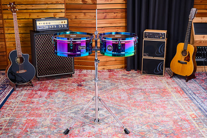 Jeu timbales 14 & 15" Diego Camacho, acier inoxydable, support double embase