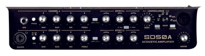 Ampli SD50A, 50W Class D, HP 8" FRFR + HP 1", deux canaux, 10 presets, effets numériques individuels, looper 150 secondes, brun