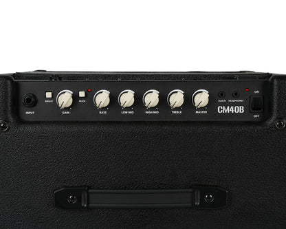 Ampli basse CM40B, 40W, HP 10", égaliseur 4 bandes, contrôle Gain, bouton Bright, bouton Mode, poids: 9.7 kg, noir