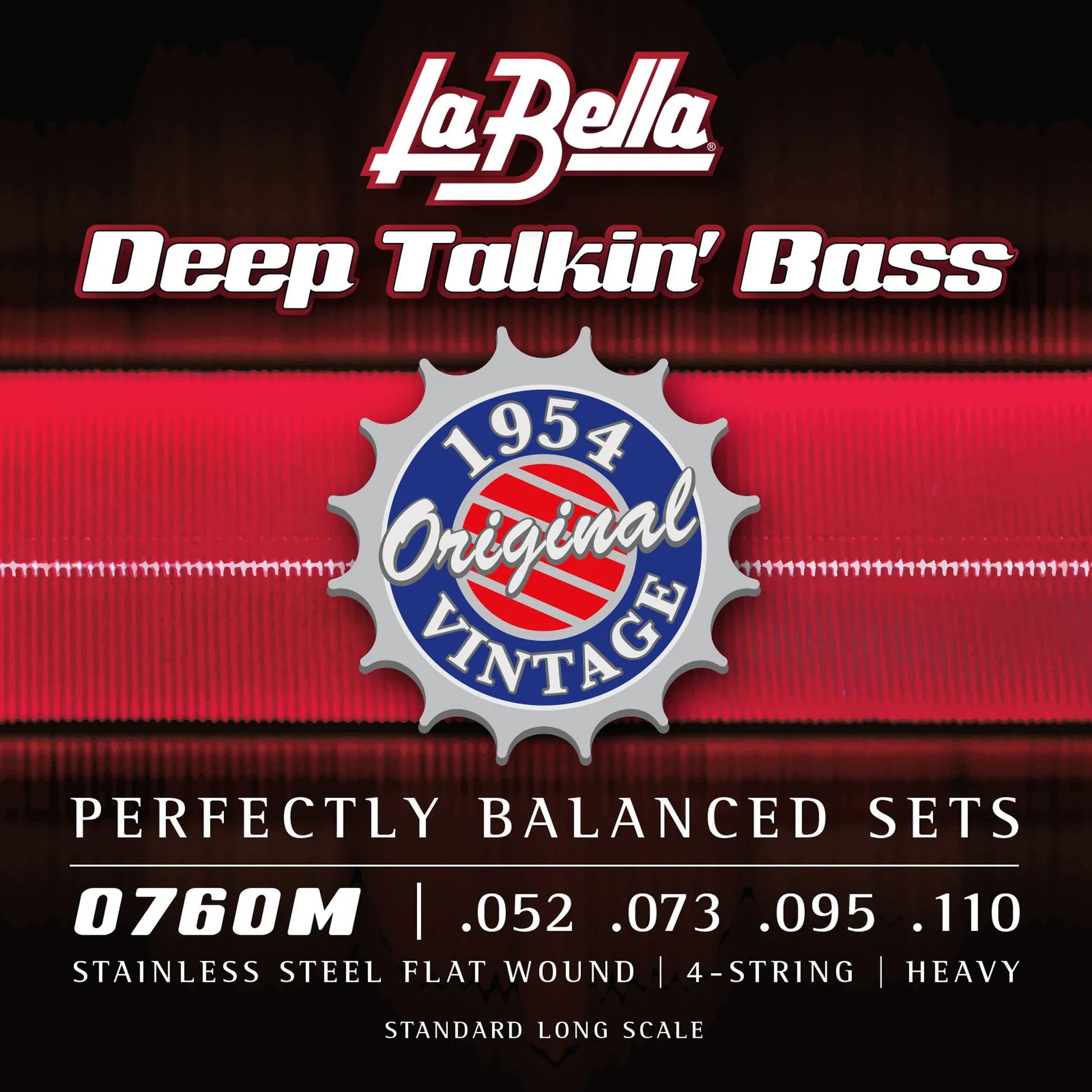 Jeu pour basse électrique DEEP TALKIN' BASS FLATS"1954 Original", acier inoxydable, filé plat, 4 cordes Heavy (52-73-95-110)