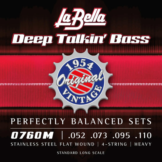 Jeu pour basse électrique DEEP TALKIN' BASS FLATS"1954 Original", acier inoxydable, filé plat, 4 cordes Heavy (52-73-95-110)