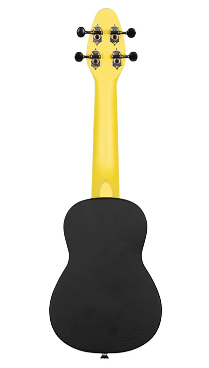 K2-LGR, pack ukulélé Soprano, table agathis, corps ABS galbé, manche okoumé, 12 frettes, accessoires, lemon grass satiné